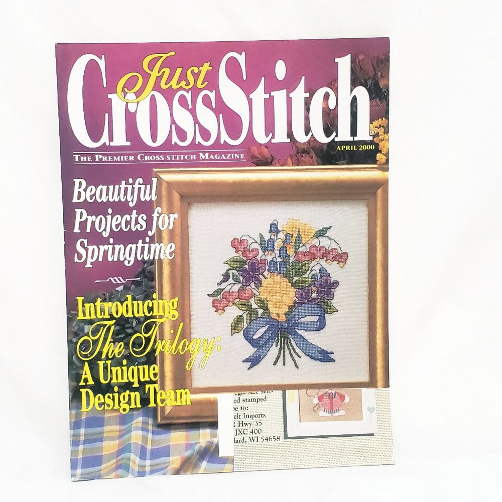 Just Cross Stitch Magazine Patterns April 2000 Springtime Cat Bunny Quilt Blocks
